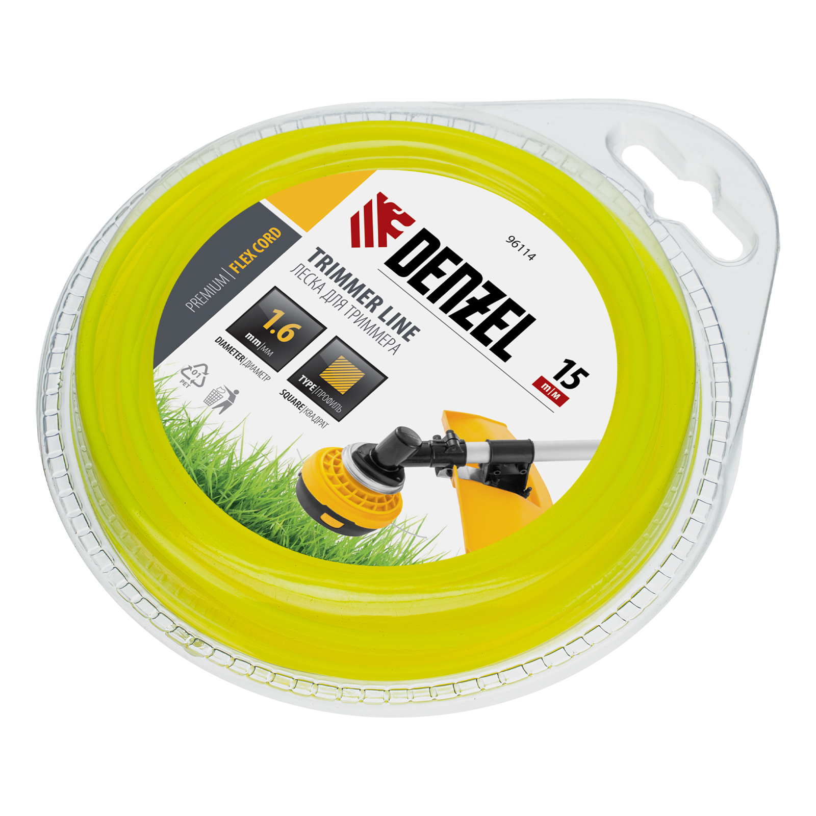 Леска для триммера квадрат 1,6 мм х 15 м,  блистер FLEX CORD