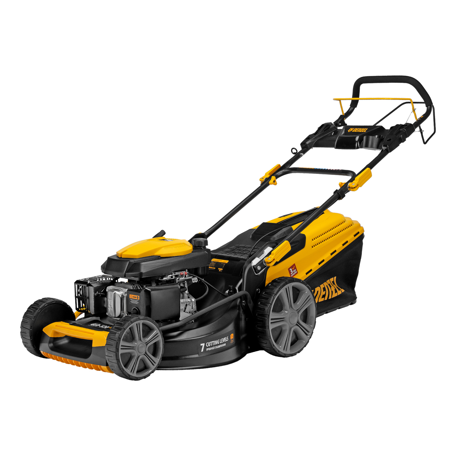 Газонокосилка бензиновая GLD-520SP, 196 куб.см., шир. 52 см,привод,7 уров.,травосб. 60 л