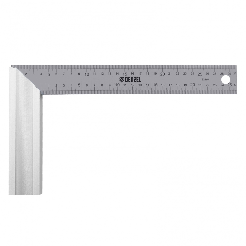 Угольник стальной, нержавеющая сталь, градуировка, алюминиевое основание, 300 мм