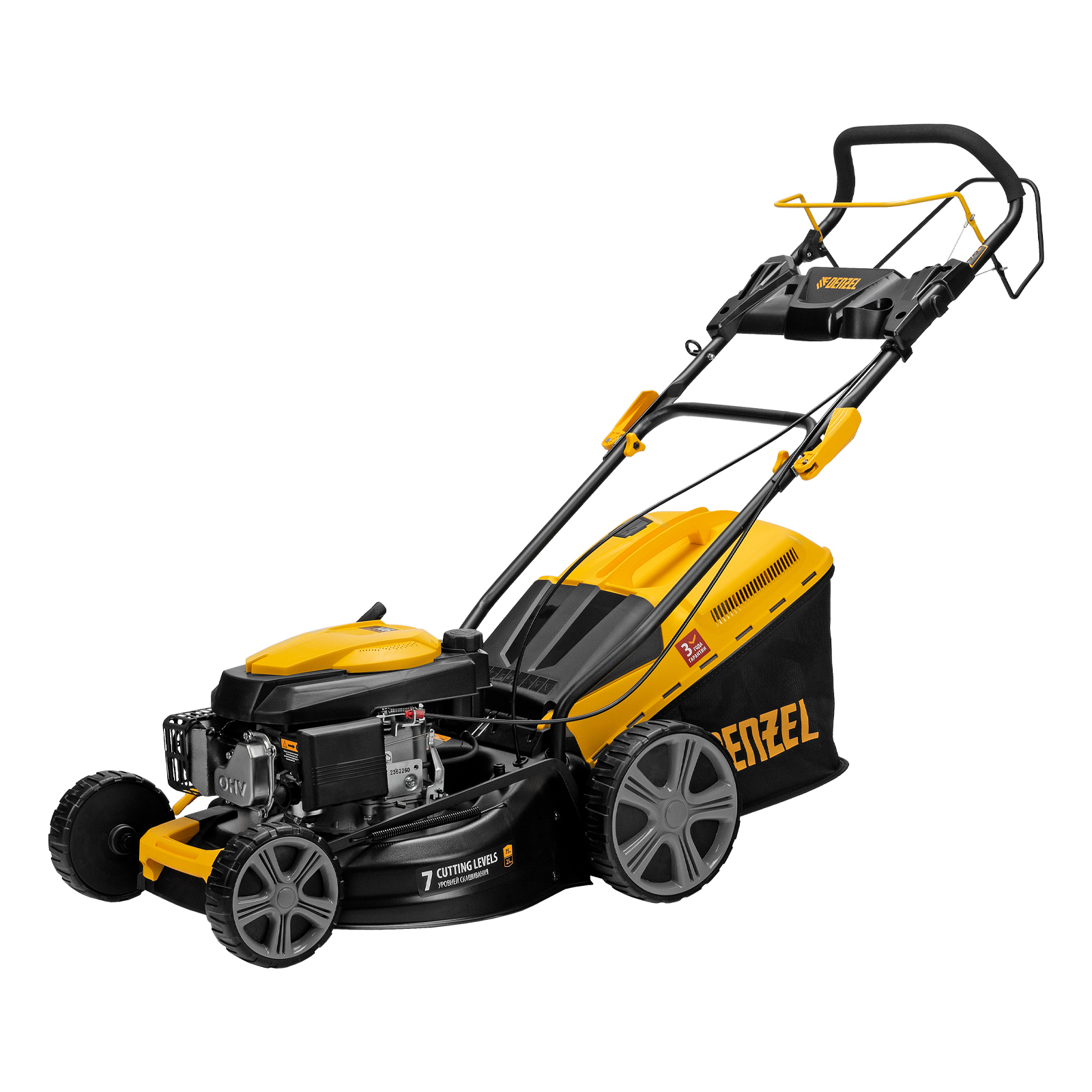 Газонокосилка бензиновая GLD-460SP, 146 куб.см., шир. 46 см,привод,7 уров.,травосб. 50 л