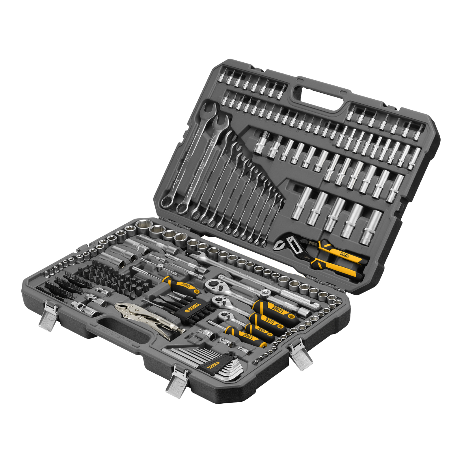 Набор инструментов, 1/2', 3/8', 1/4', CrV, S2, пластиковый кейс, 232 предмета