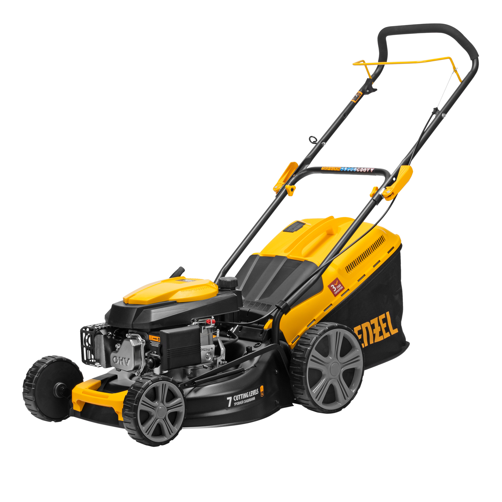 Газонокосилка бензиновая GLD-460, 146 куб.см., шир. 46 см, ручн., 7 уров., травосб. 50 л