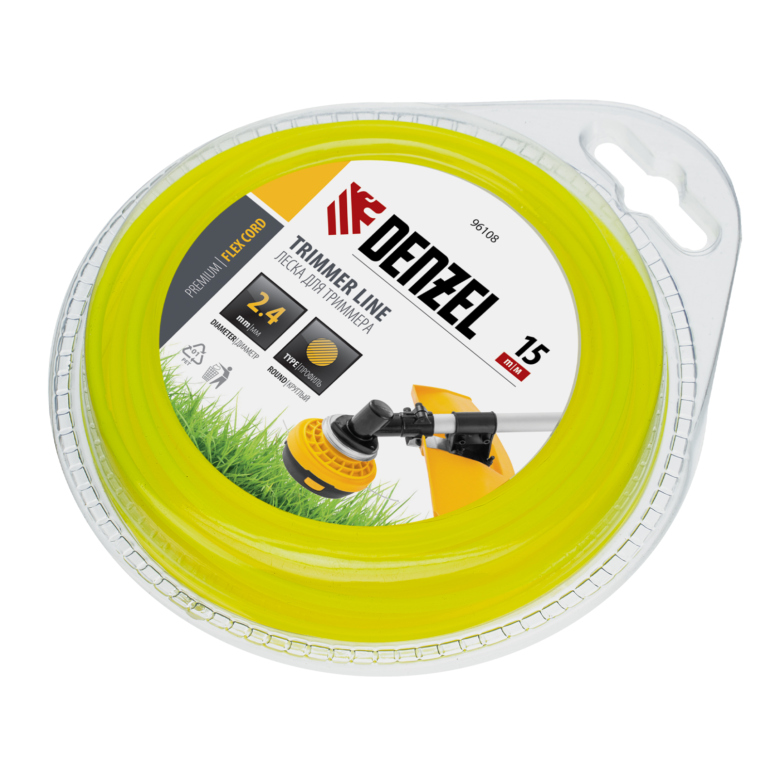 Леска для триммера круглая 2,4 мм х 15 м, блистер FLEX CORD