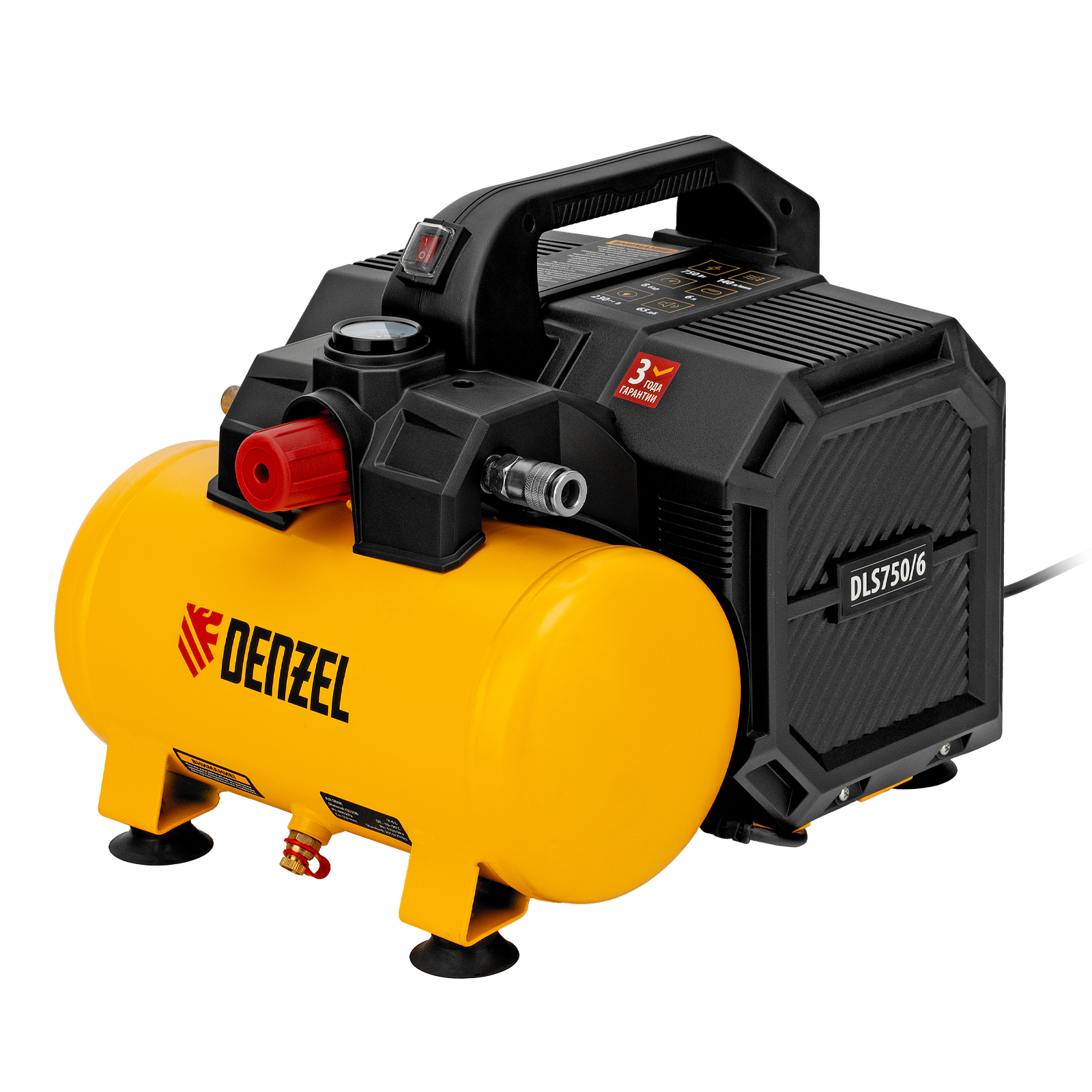 Компрессор  DLS750/6 безмасляный малошумный 750 Вт, 140 л/мин,ресивер 6 л