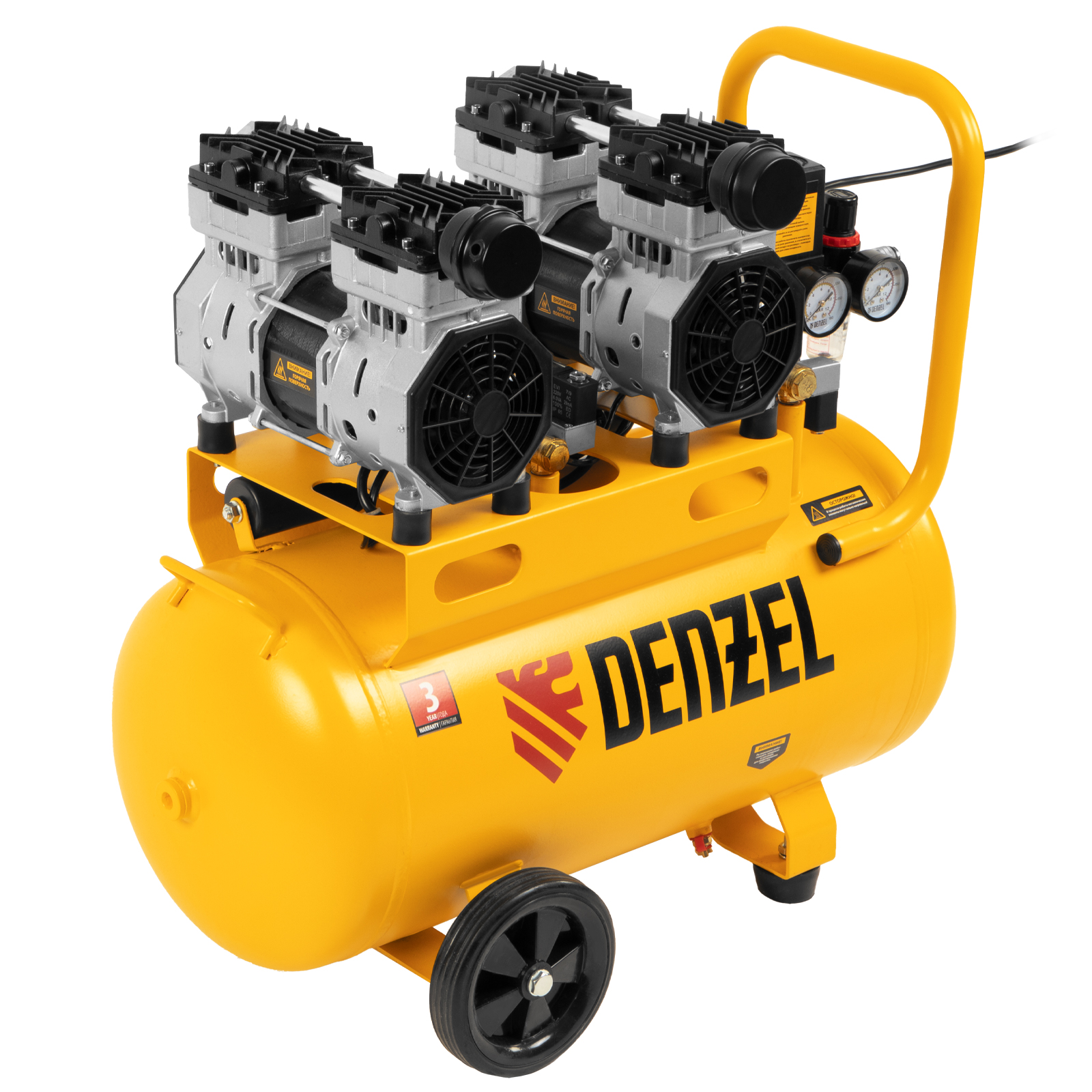 Компрессор безмаслянный малошумный DLS 1500/50, 1500 Вт, 2х750, 50 л, 260 л/мин