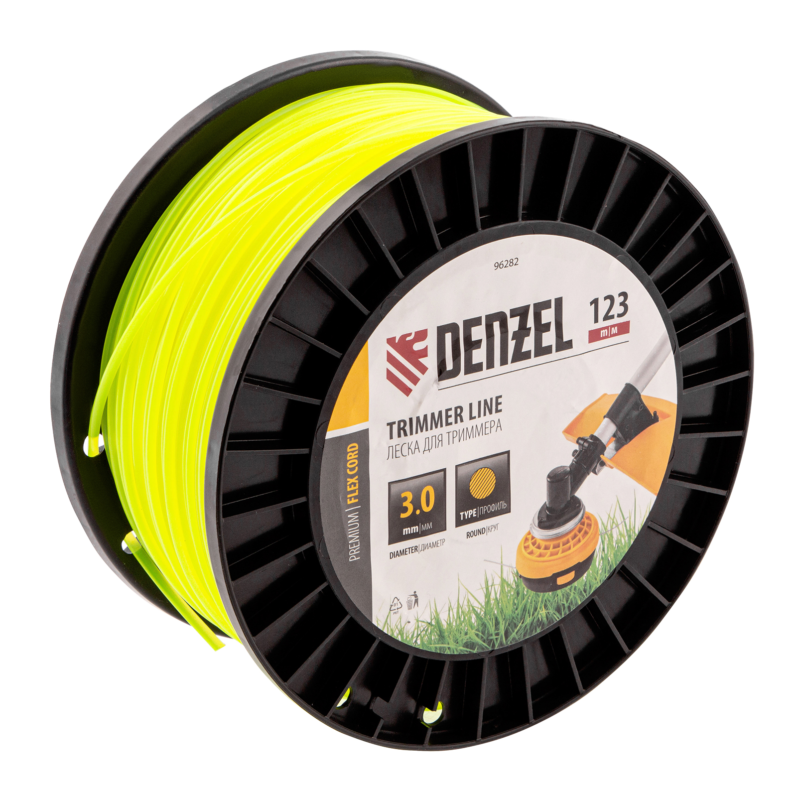 Леска для триммера круглая, 3,0мм х 123м, на DIN катушке FLEX CORD