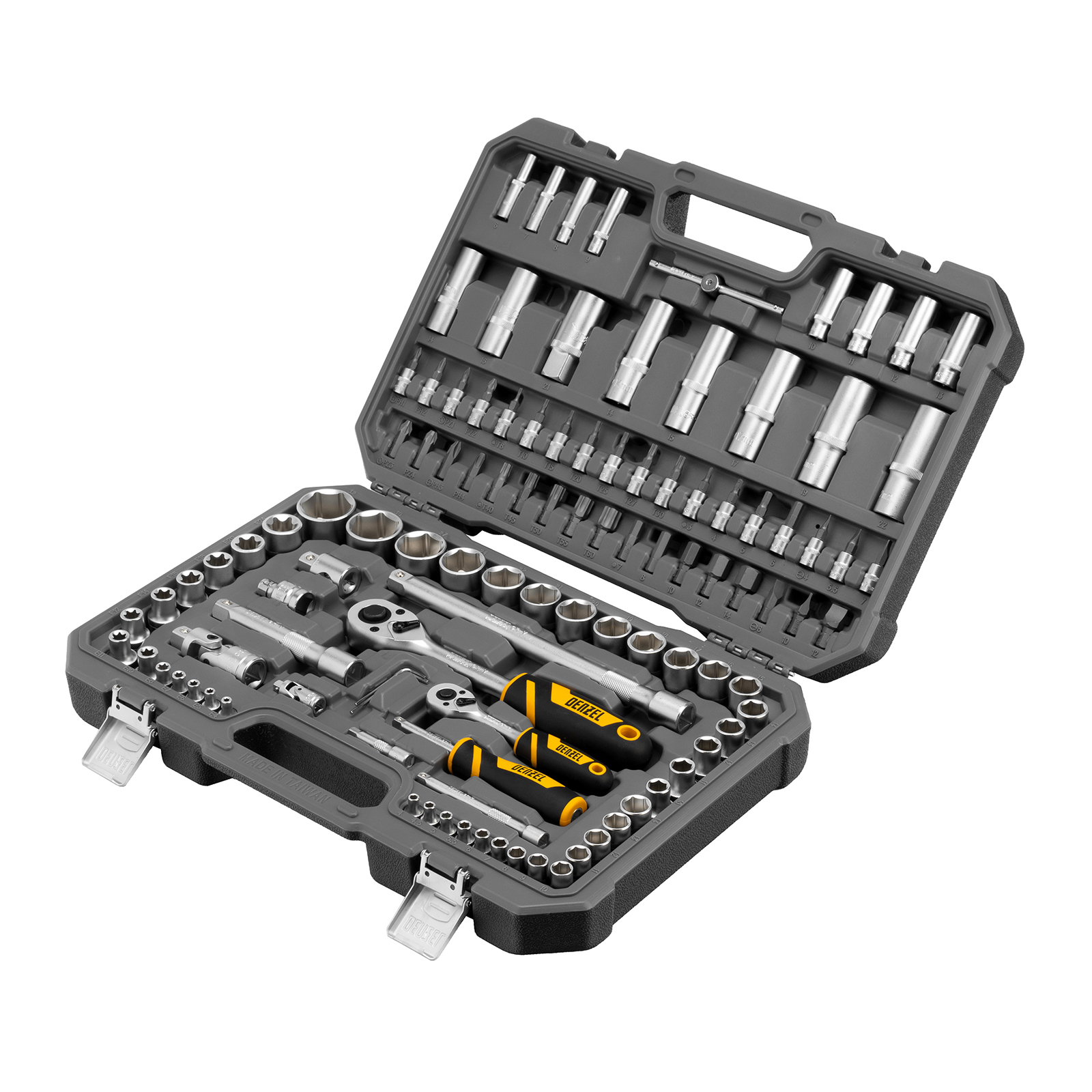 Набор инструментов, 1/2', 1/4', CrV, S2, пластиковый кейс, 109 предметов
