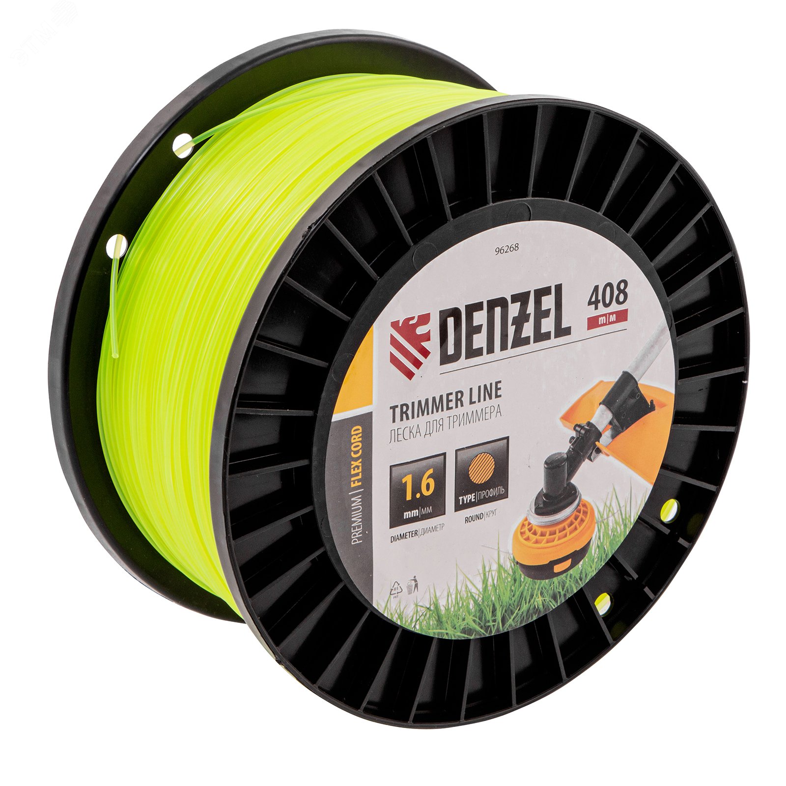 Изображение товара Леска для триммера круглая, 1,6мм х 408м, на DIN катушке FLEX CORD (шт)