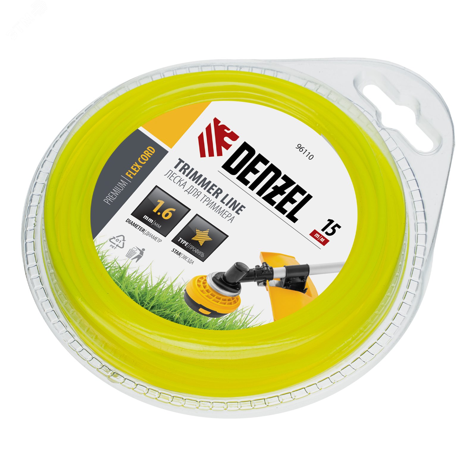 Изображение товара Леска для триммера звезда 1,6 мм х 15 м, блистер FLEX CORD (шт)
