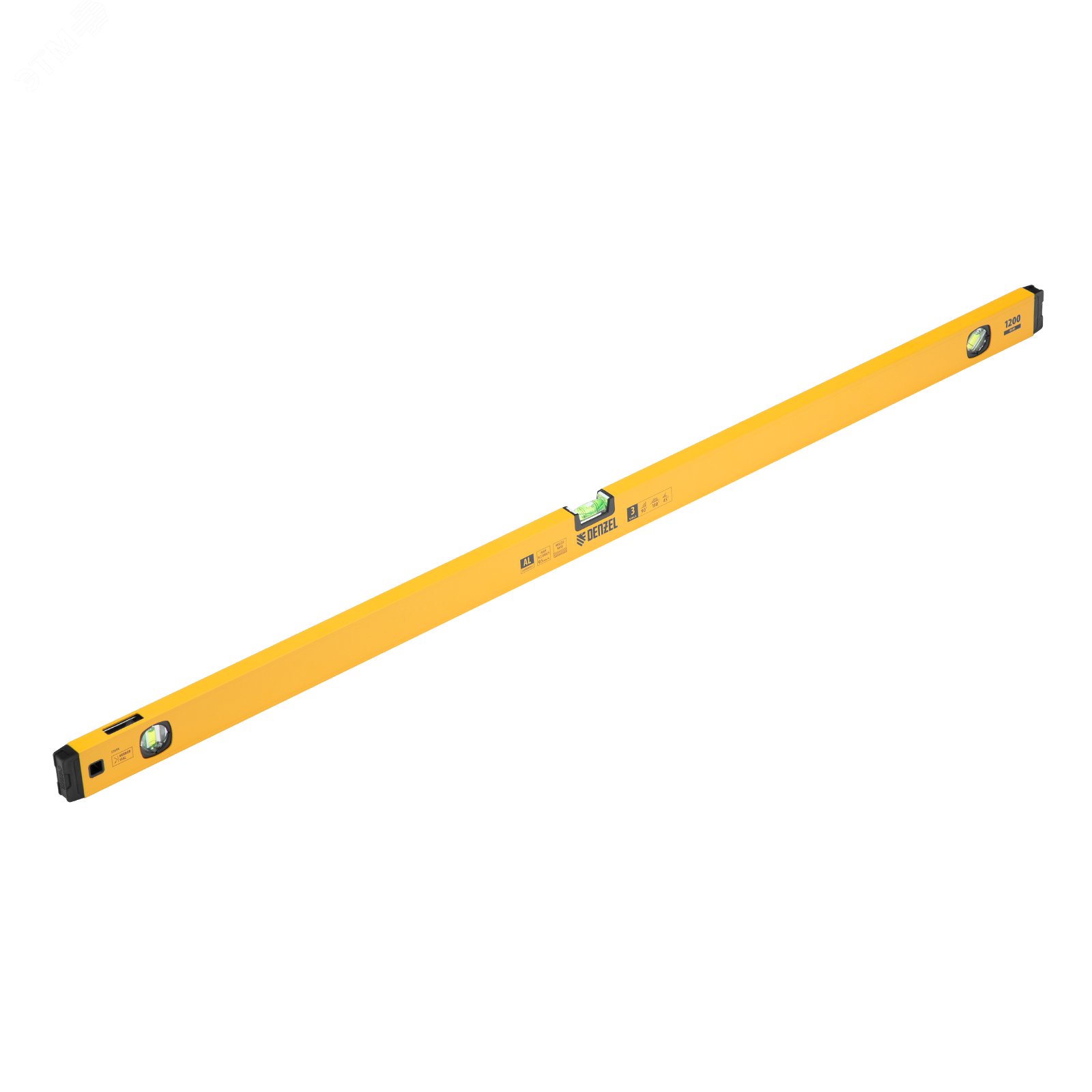 Изображение товара Уровень алюминиевый, магнит., фрезерованный, 3 глазка (1 зеркал.), 0,5 мм/м, 1200 мм (шт)