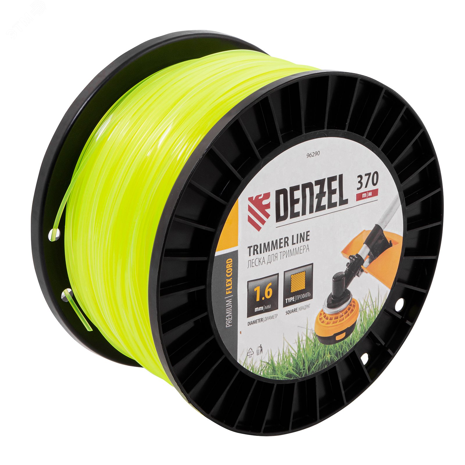 Изображение товара Леска для триммера квадрат 1,6мм х 370м, на DIN катушке FLEX CORD (шт)