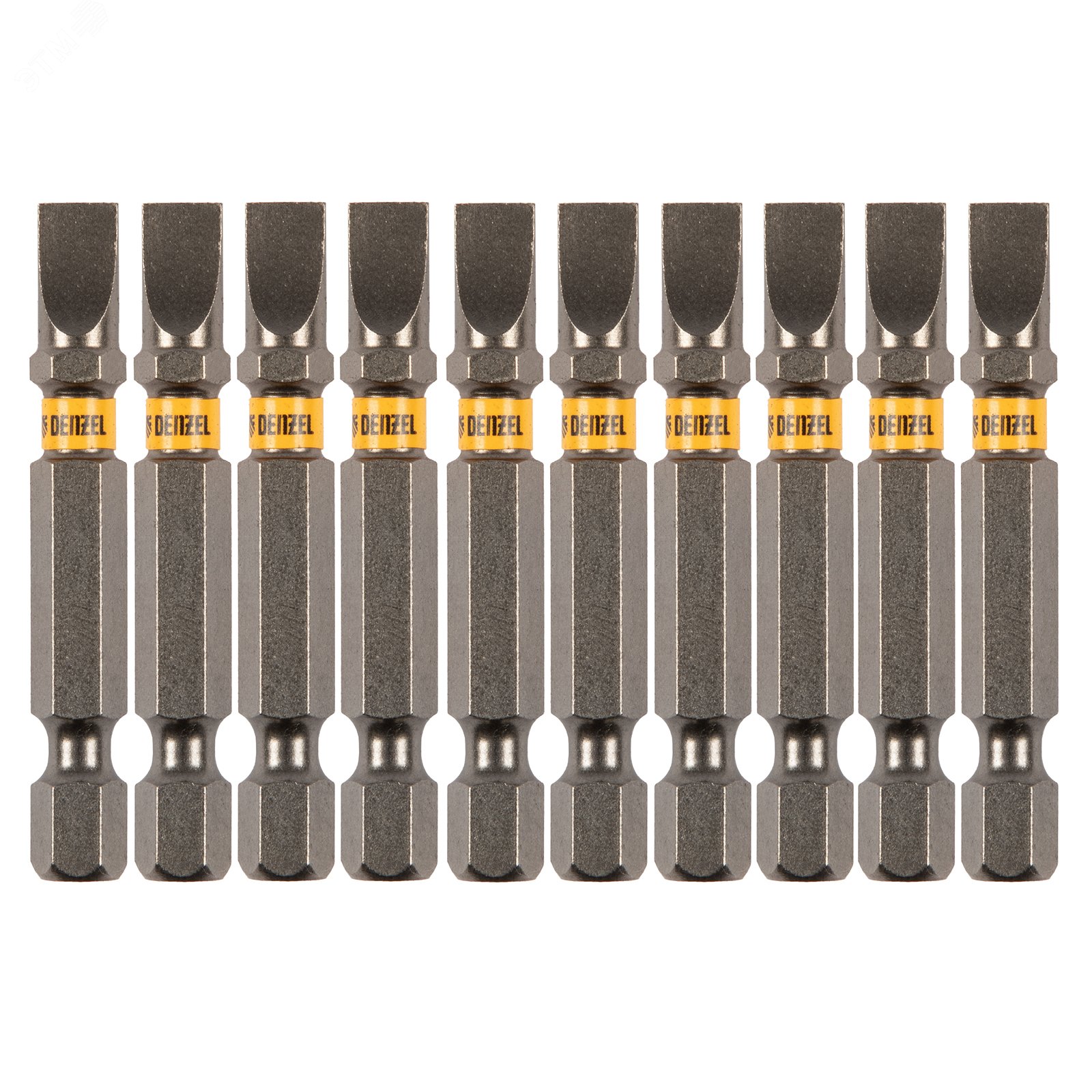 Изображение товара Набор бит SL6 6 мм 50 мм из стали S2 Denzel 11650 10 шт