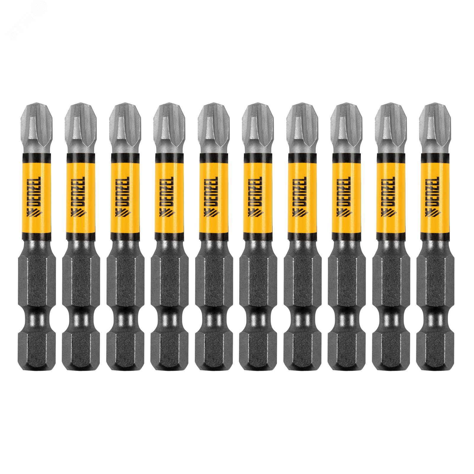Изображение товара Набор бит торсионных PH3x50 мм Denzel 11690, 10 шт, сталь S2, лазерная обработка