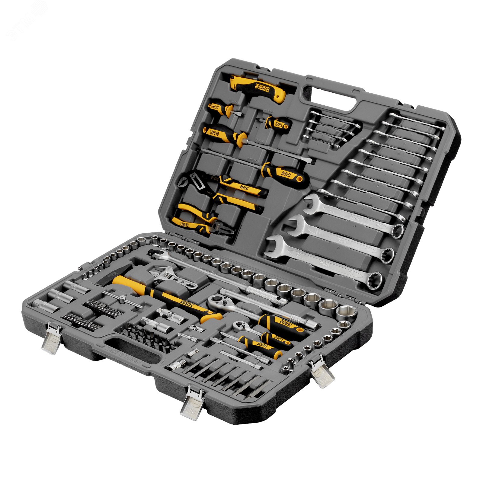Изображение товара Набор инструментов, 1/2', 1/4', CrV, S2, пластиковый кейс, 122 предмета (шт)