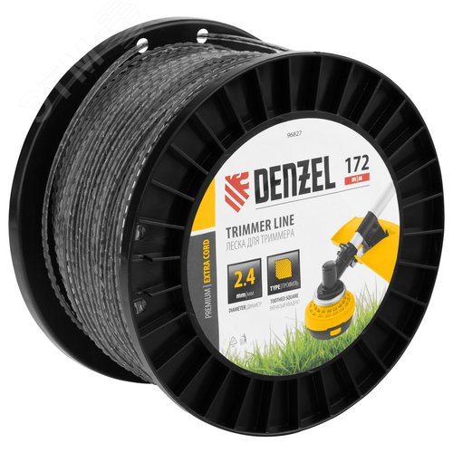 Изображение товара Леска для триммера двухкомпонентная зубчатый квадрат, 2,4мм х 172м, на DIN кат. EXTRA CORD (шт)