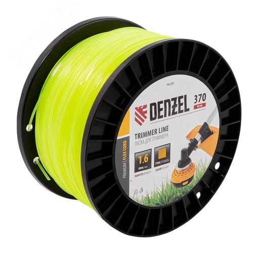 Изображение товара Леска для триммера квадрат 1,6мм х 370м, на DIN катушке FLEX CORD (шт)