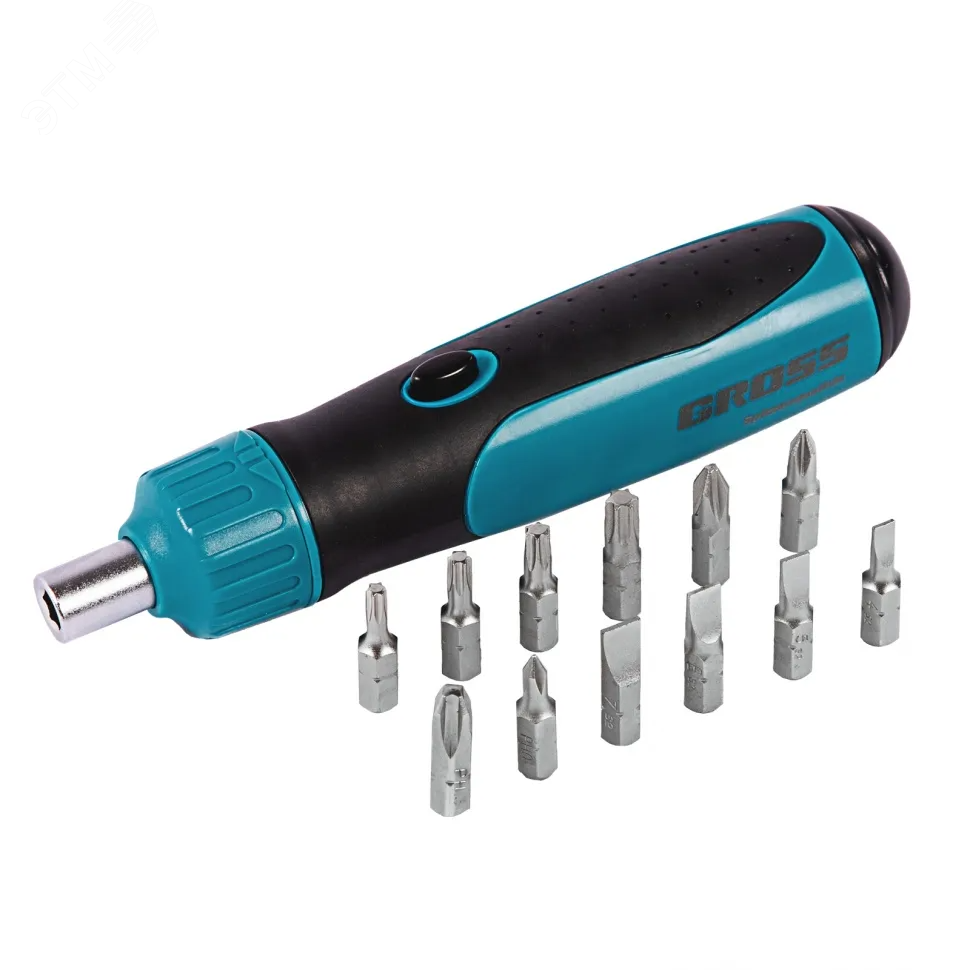 Изображение товара Отвертка-реверс + механизм SmartPush + биты, 12 пред., PH + SL + Torx, S2, 2к рукоятка (шт)