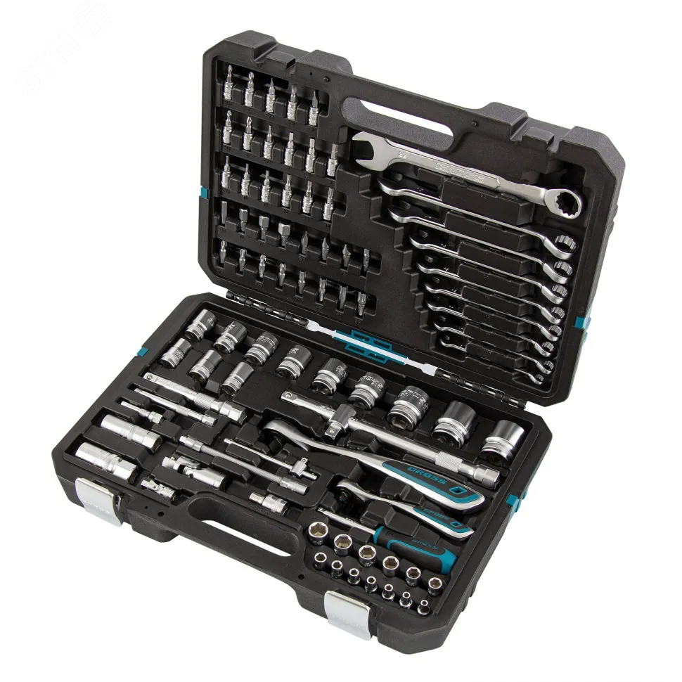 Изображение товара Набор инструментов Gross 14149 82 предмета CrV 1/4 и 1/2 дюйма