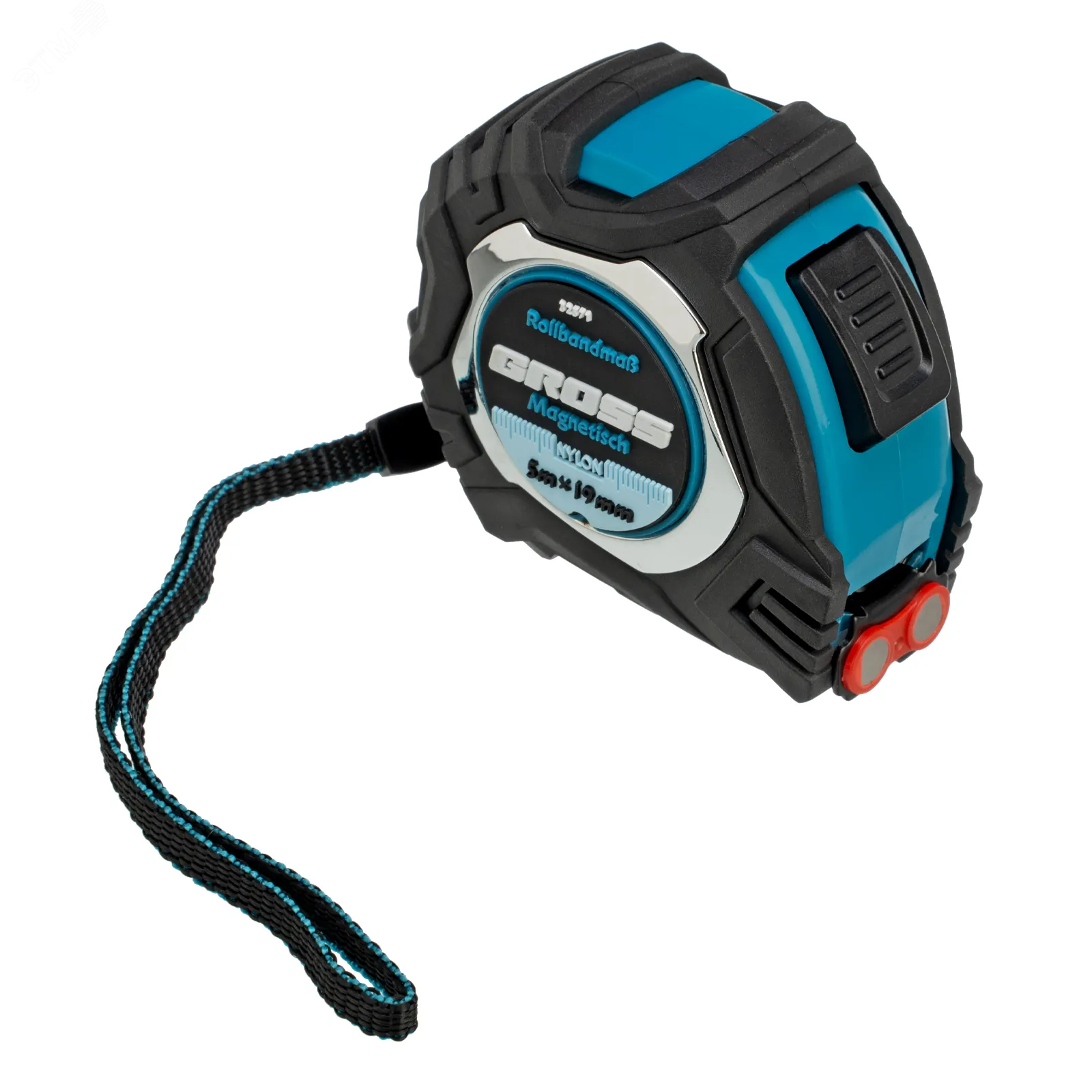 Изображение товара Рулетка Magnetisch, 5м х 19мм, обрезин. корпус,автоматич. фиксация, нейлон. покр.,магн.зацеп (шт)