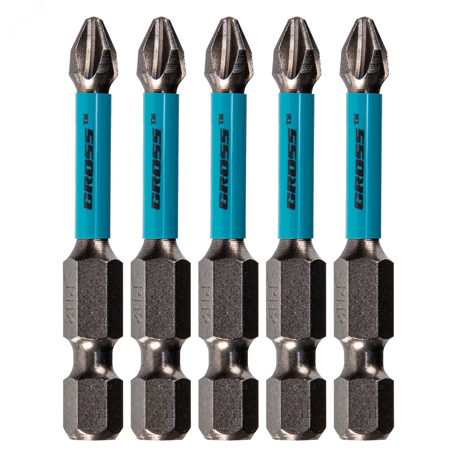 Изображение товара Набор торсионных бит PH2 x 50 мм для ударных шуруповертов 5 шт GROSS