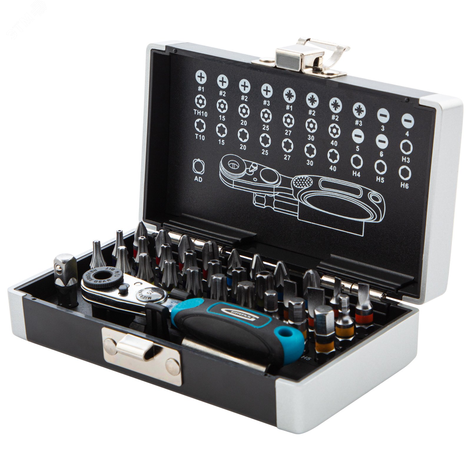 Изображение товара Набор бит 1/4 дюйма 33 предмета с магнитным адаптером и кейсом GROSS 11365