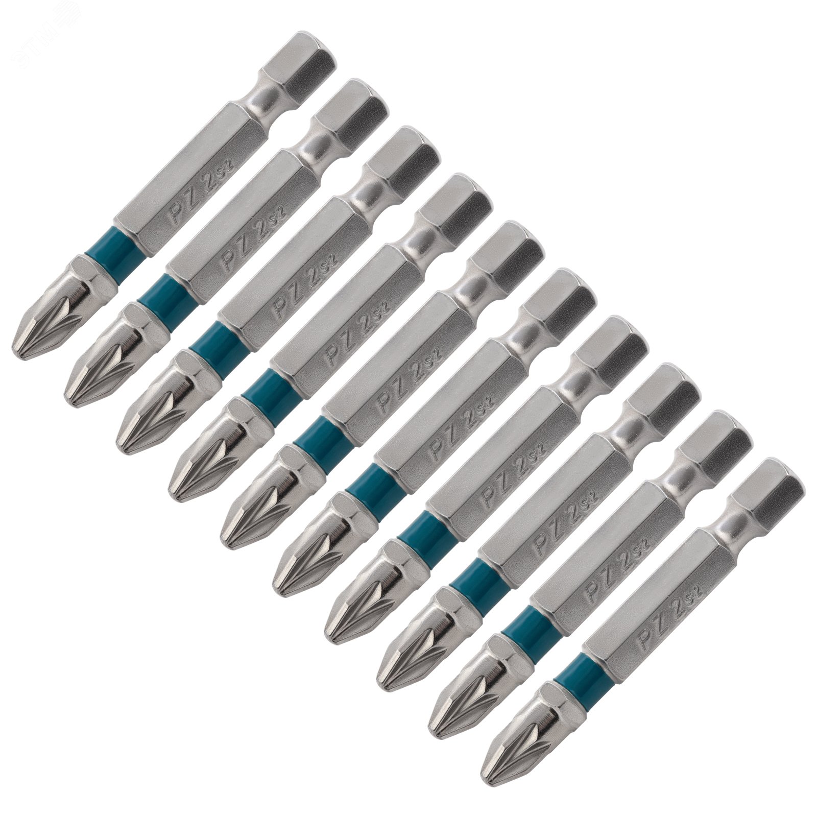Изображение товара Набор бит PZ2х50 сталь S2 10 шт. для шуруповертов, Pozidriv, 1/4 дюйма