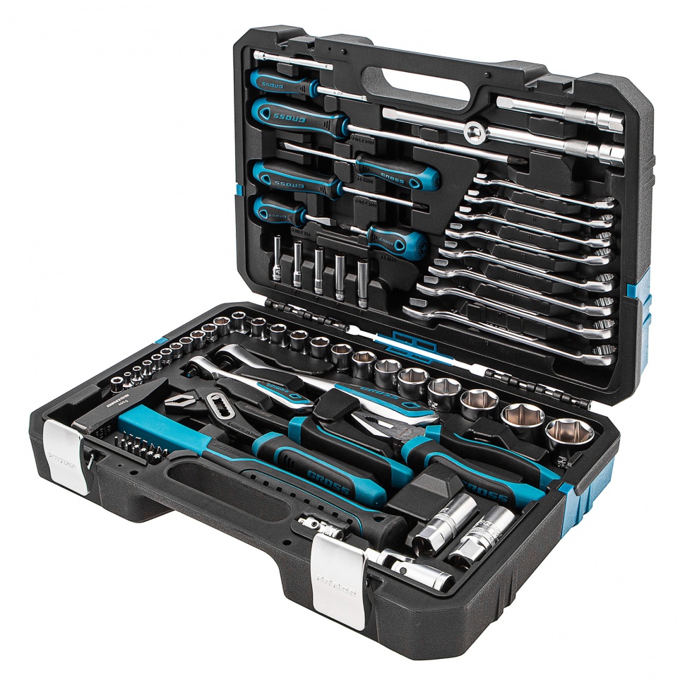 Набор инструментов, 1/4, 1/2, CrV, 120 зубьев, 76 предметов