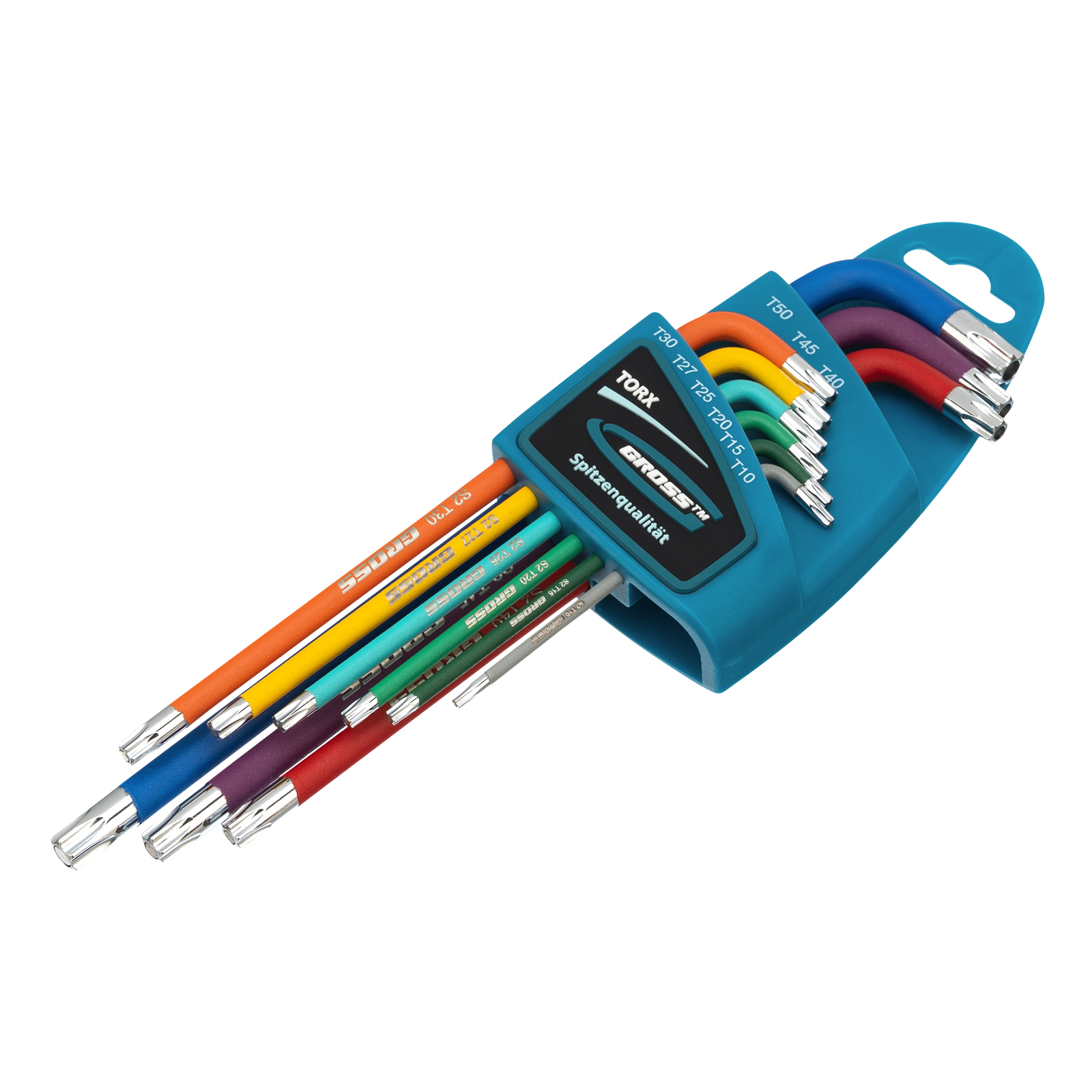 Набор ключей имбусовых TORX-TT, 9 шт: T10-T50, магнит, S2, экстра-длин., хром/краска  9 шт.