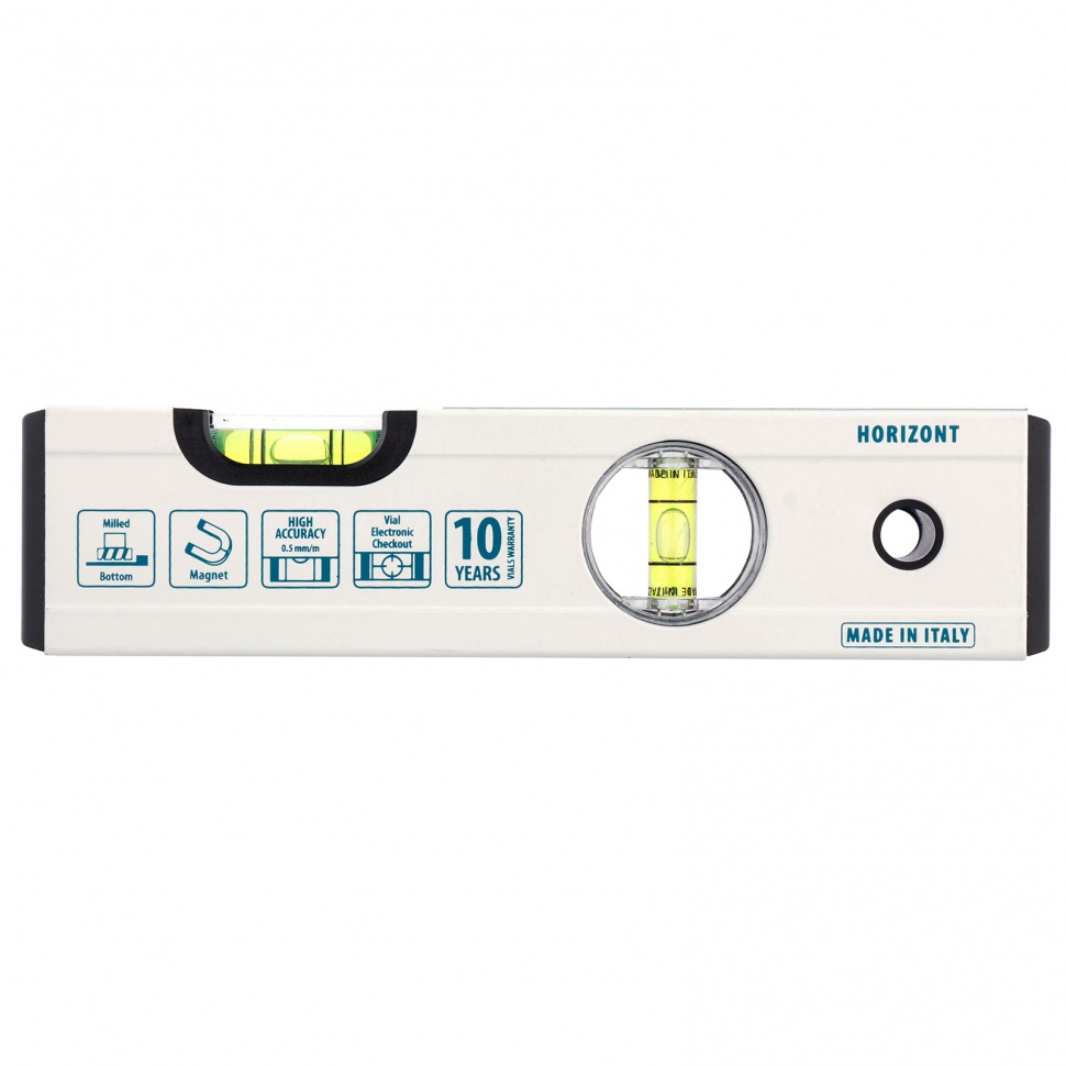 Уровень алюминиевый, 200 мм, фрезерованный, 2 глазка, магнитный