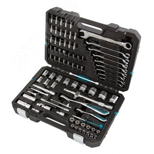 Набор инструментов, 1/4 , 1/2 , CrV, 120 зубьев, 82 предмета - фото 1