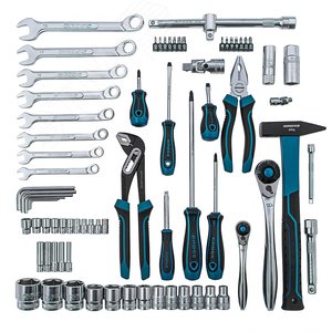 Набор инструментов, 1/4, 1/2, CrV, 120 зубьев, 76 предметов - фото 3