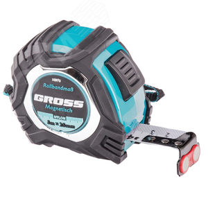 Рулетка Magnetisch, 5м х 25мм, обрезин. корпус,автоматич. фиксация, нейлон. покр.,магн.зацеп - фото 1