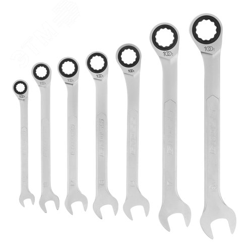 Набор ключей комбинированных трещоточных, СRV, 7 шт., 8- 19мм - фото 2