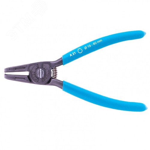 Изображение товара Съемник, 165 мм, для внешних стопорных колец (19-60 мм), изогнутые губки (разжим) (шт)