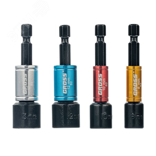 Изображение товара Набор бит с торцевыми головками 8, 10, 12, 13 мм, магнит, Nut-Driver S3 (шт)