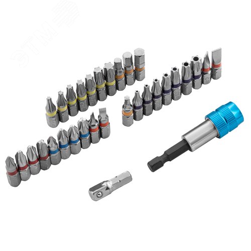 Изображение товара Набор бит, магнитный адаптер, сталь S2, пластиковый кейс, 32 предм. (шт)