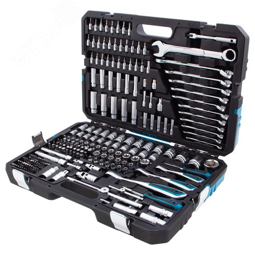 Изображение товара Набор инструментов, 1/2', 3/8', 1/4', CrV, 120 зубьев, 216 предметов (шт)