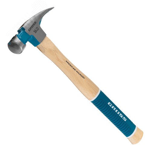 Молоток-гвоздодер,450 г, угол 75, магнит, обрезиненная рукоятка AMERICAN HICKORY - фото 2