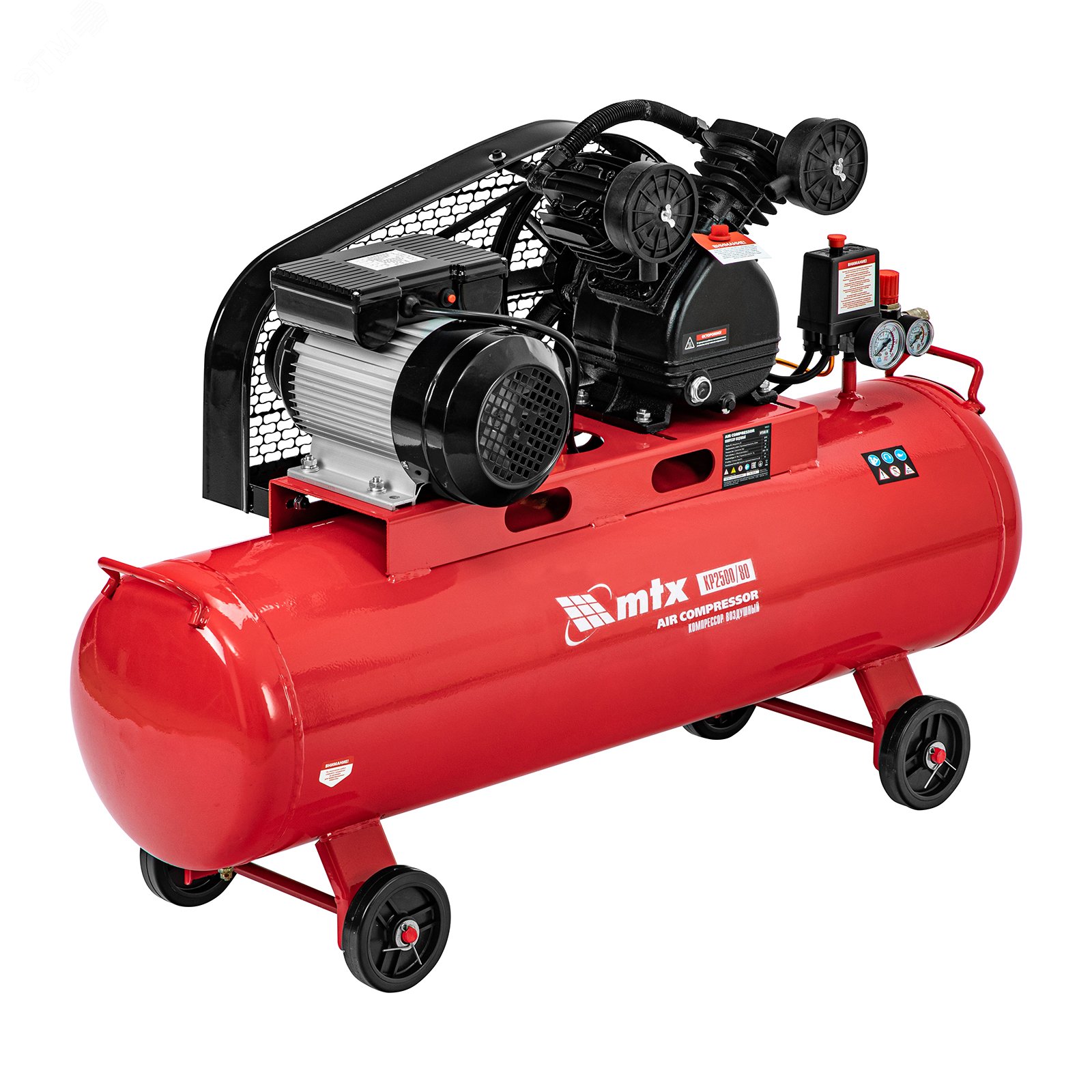 Изображение товара Компрессор воздушный MTX КР2500/80 2,5 кВт 80 л 420 л мин рем. привод