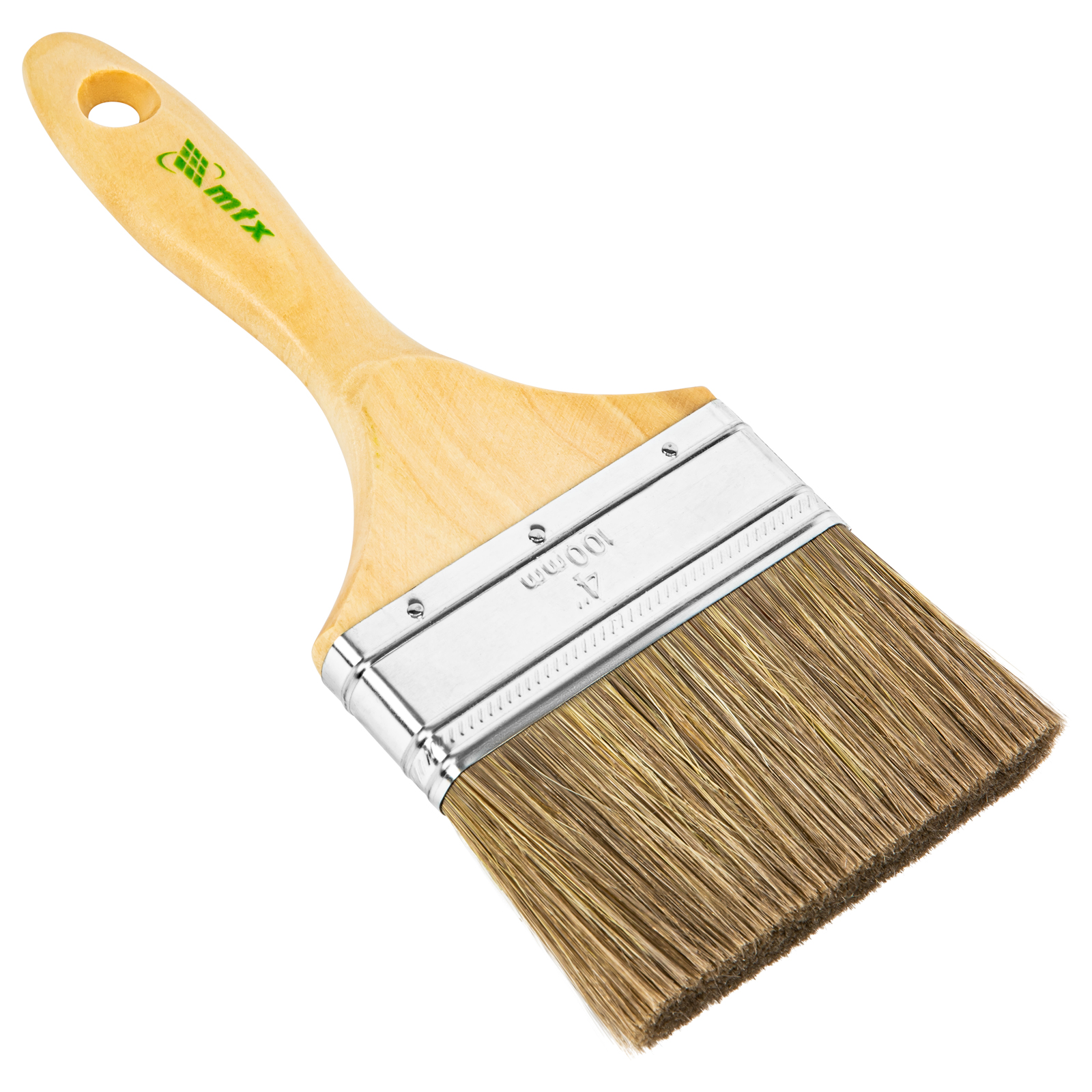 Кисть плоская 'Евро' 4', смешанная щетина, деревянная ручка