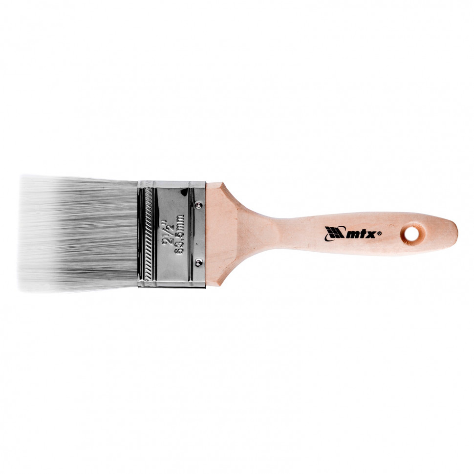 Кисть плоская 2.5', мягкая платиновая искусственная щетина, деревянная ручка