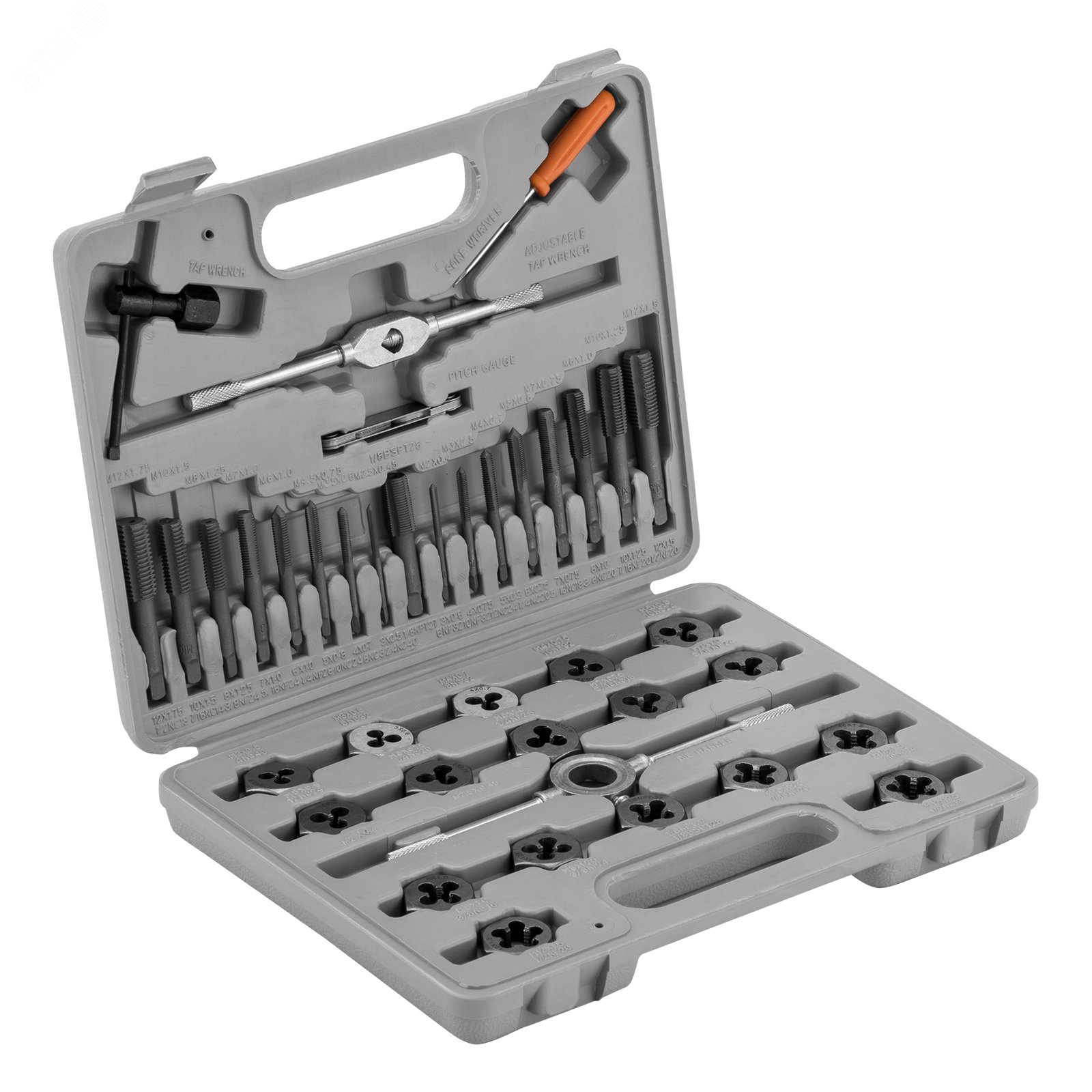 Изображение товара Набор метчиков и плашек М3 - М12, плашко-метчикодержатель, 40 предметов, в пласт. боксе (шт)