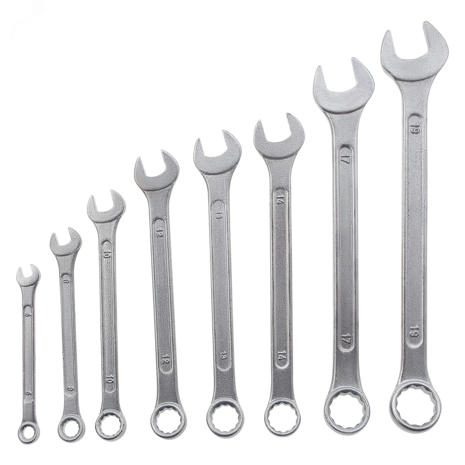 Изображение товара Набор комбинированных ключей Sparta 154605 8 шт. хромированные 6-19 мм