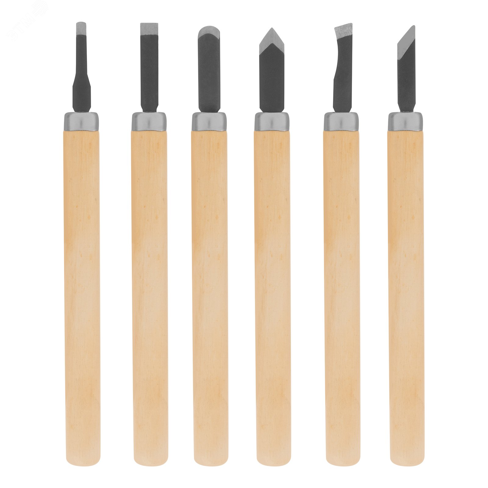 Изображение товара Набор резцов по дереву, деревянные рукоятки, 6 шт. (шт)