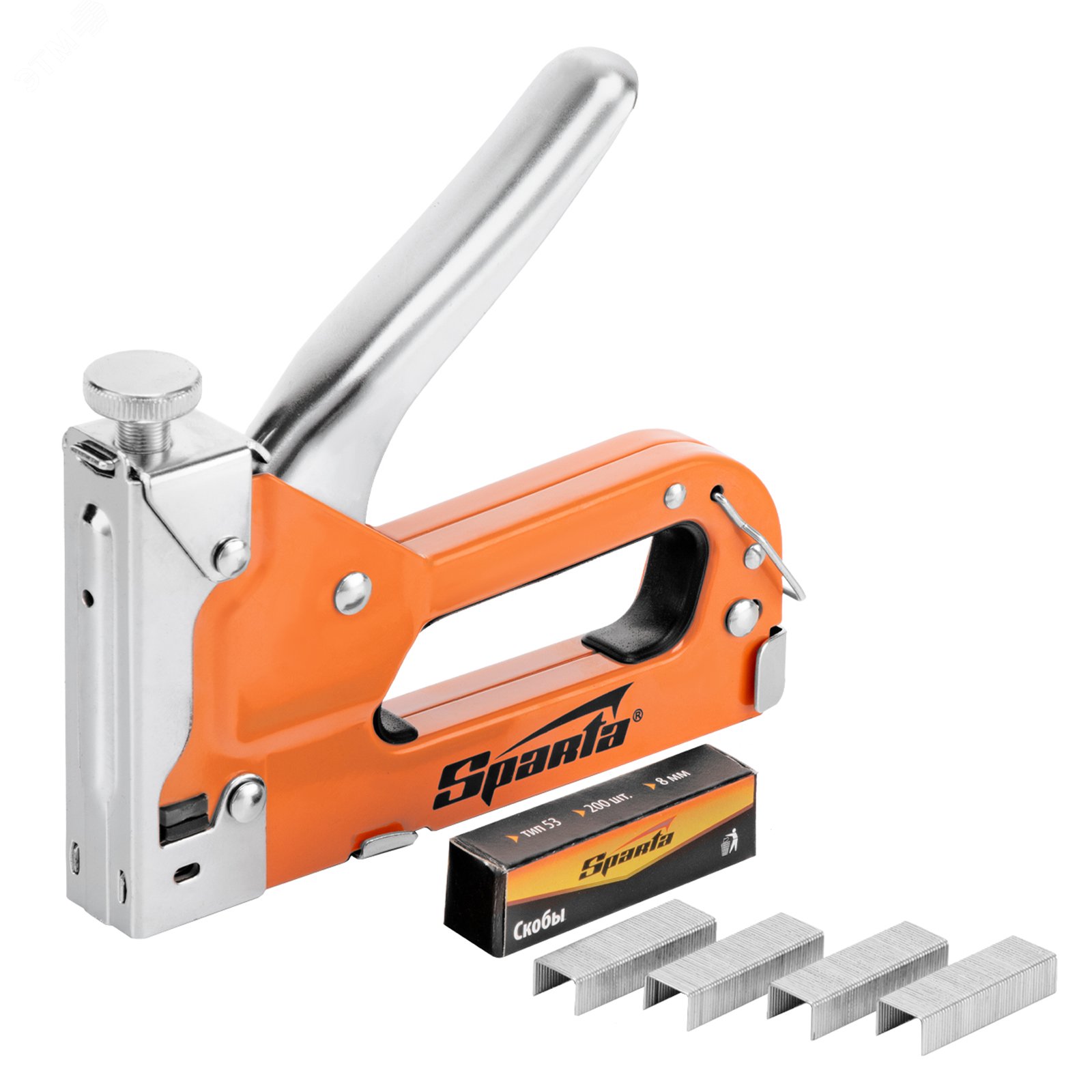 Изображение товара Мебельный регулируемый степлер Sparta 42002 со скобами 200 шт