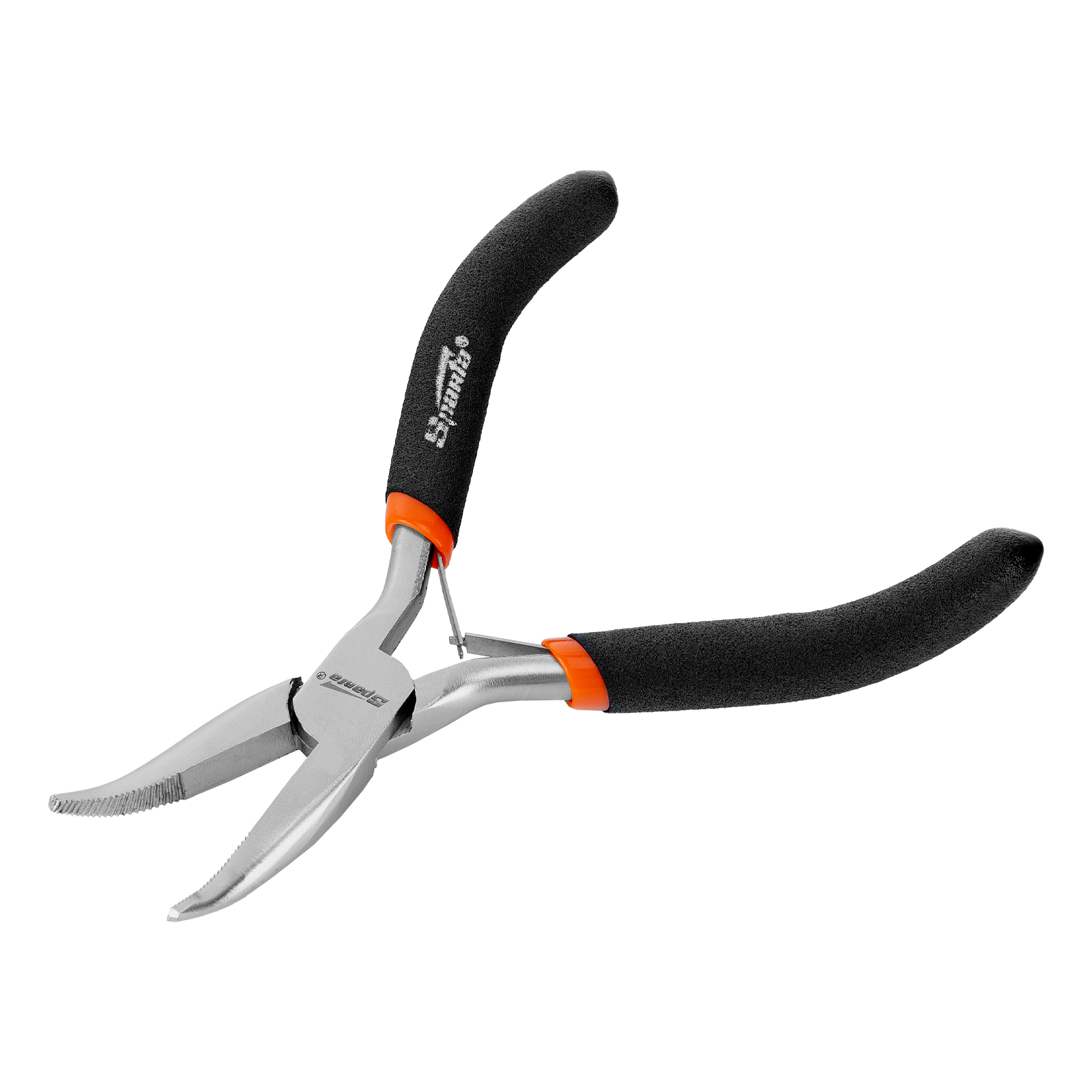 Длинногубцы Mini, 130 мм, никелированные, изогнутые, авторазжим