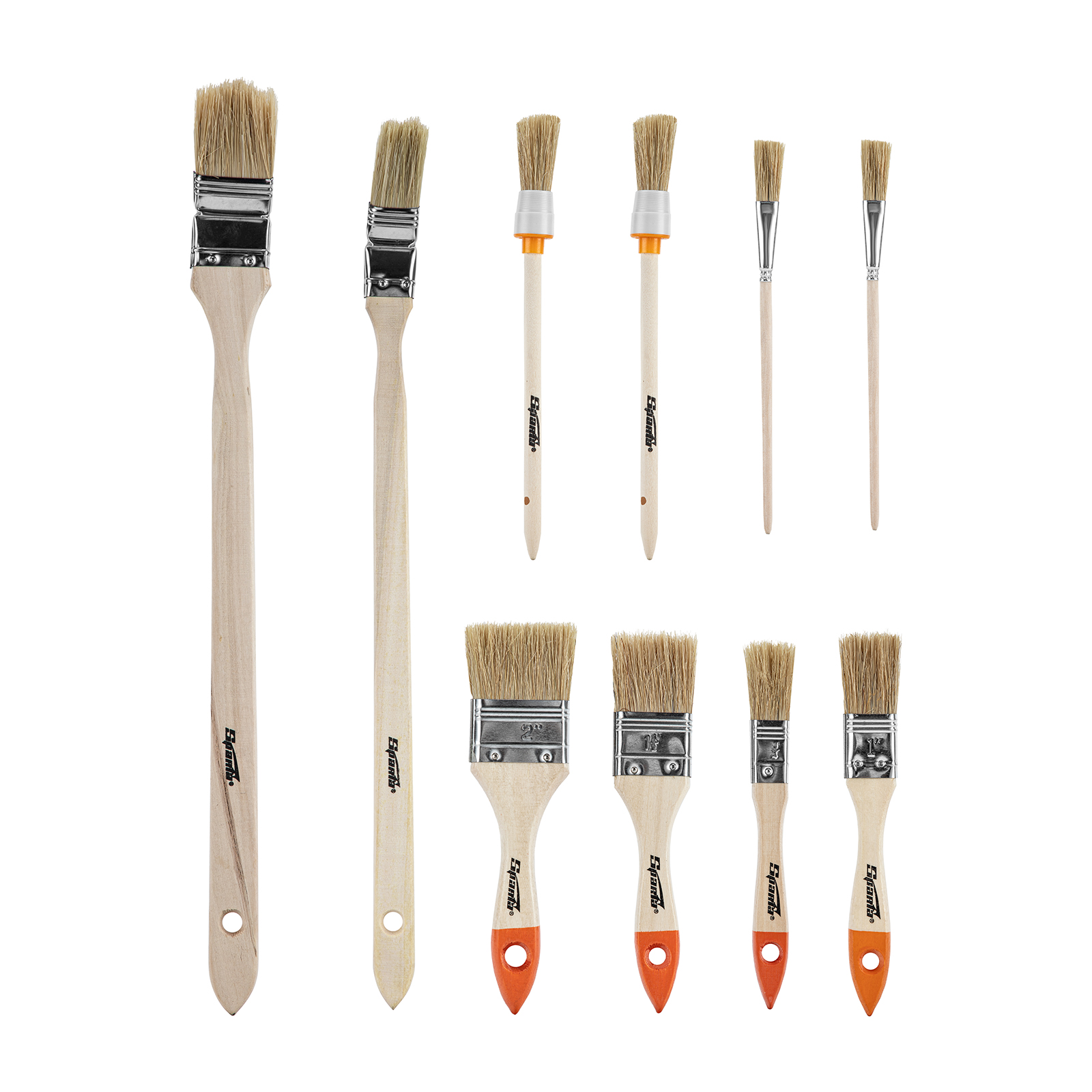 Набор кистей, 10 шт.(плоские 3/4'-2', для декора №8, 11, радиат. 1',1,5', круг. №1, 2)