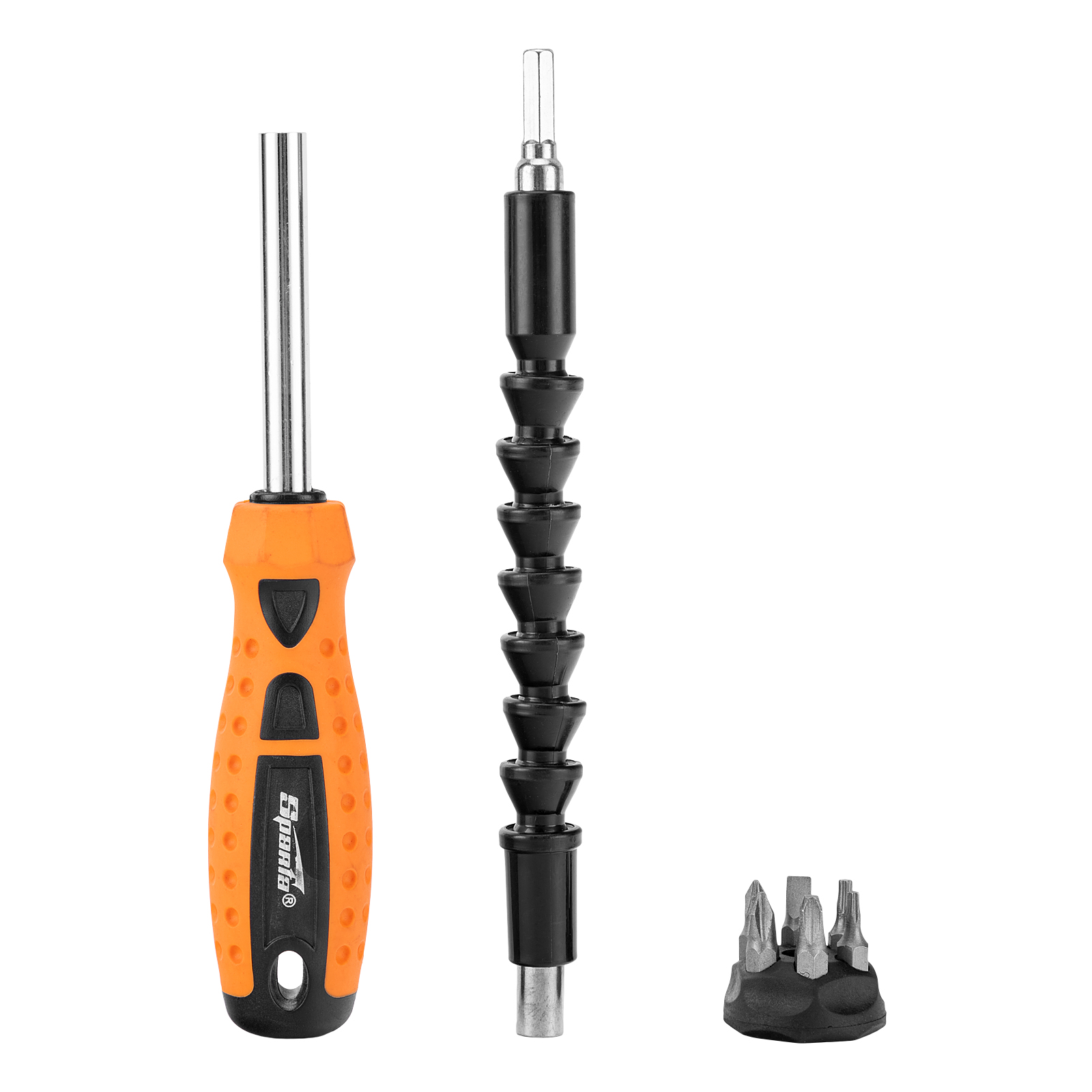 Отвертка телескопическая + биты + гибкий привод, 8 пред., PH + SL + Torx, CS, 2к рукоятка