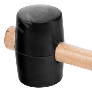 Киянка резиновая, 680 г, черная резина, деревянная рукоятка - фото 2