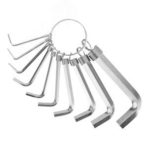 Набор ключей имбусовых HEX, 1,5–10 мм, 10 шт., никелированный, на кольце - фото 2